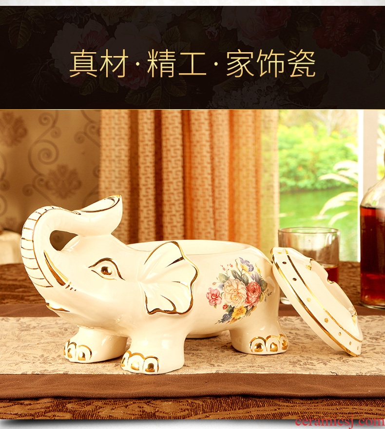 Vatican Sally 's elephant European - style ashtray key-2 luxury home sitting room with cover of creative move ceramic ashtray office