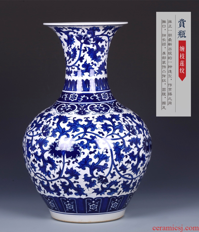 Jingdezhen blue and white square big Bridges master hand - made ceramics vases, flower implement office furnishing articles - 568459876374 study