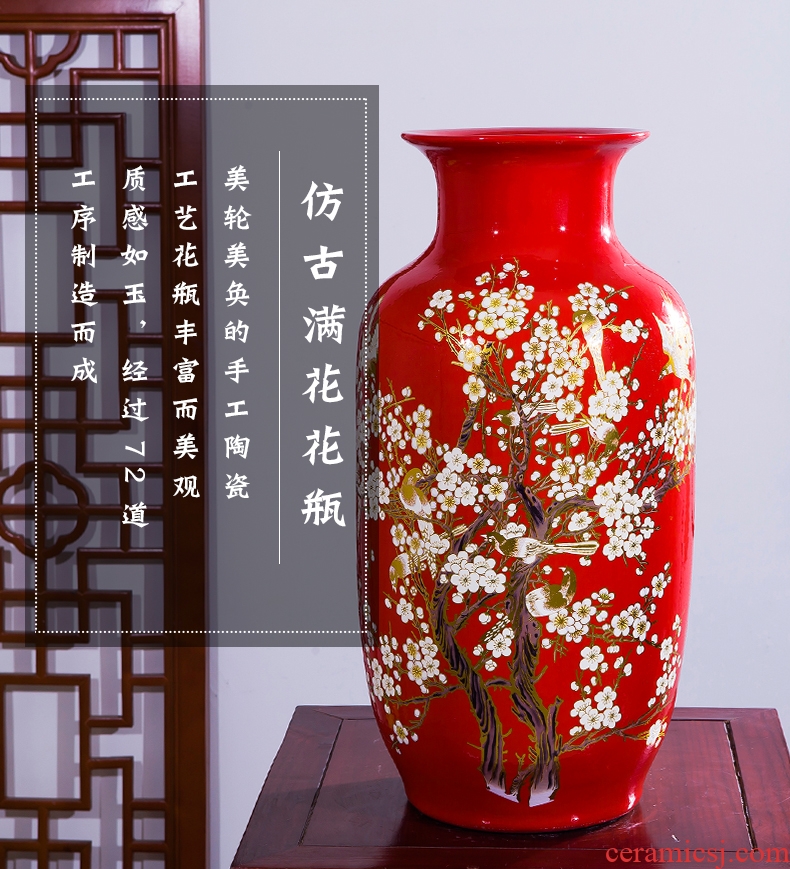 New Chinese style of jingdezhen ceramic vase of large household TV ark, the sitting room porch dry flower adornment furnishing articles - 565222541405