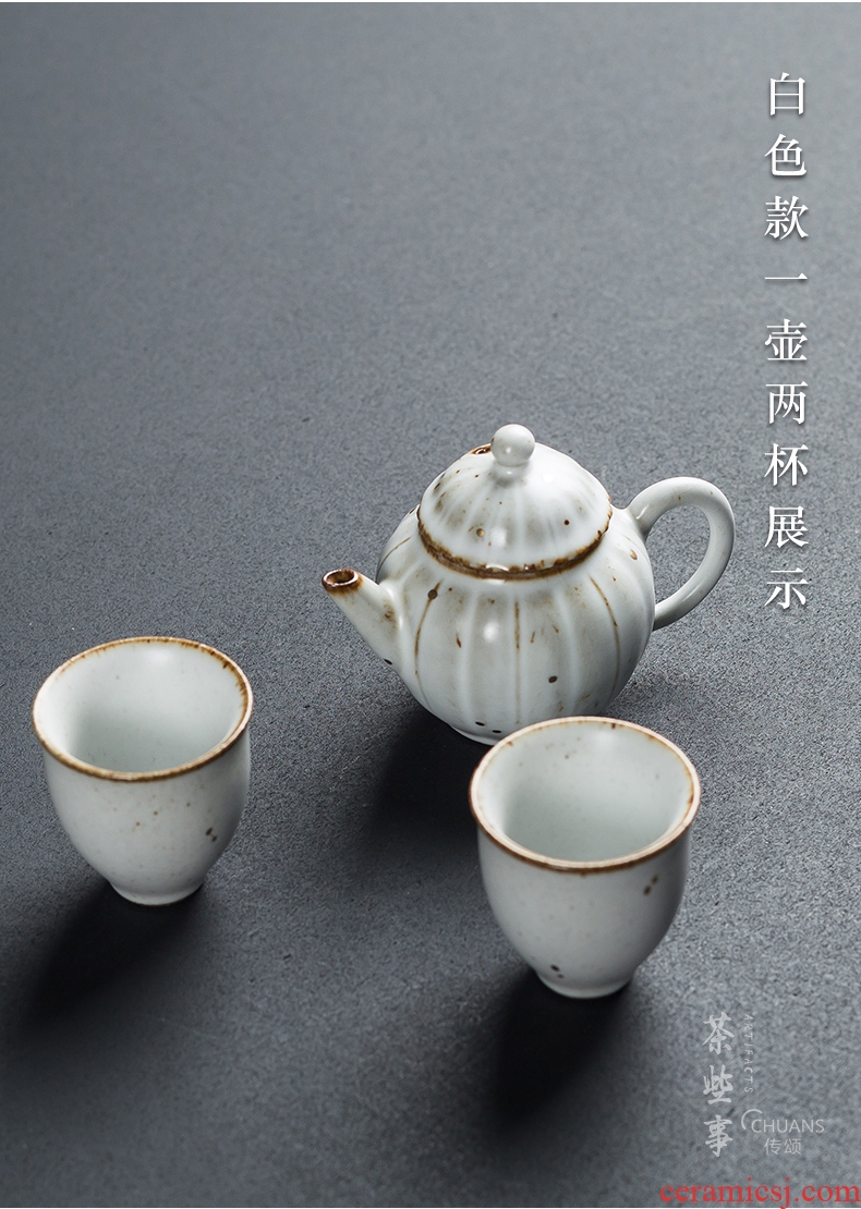 Famed creative coarse pottery kung fu tea set a complete set of restoring ancient ways of household ceramic teapot teacup tea tea taking