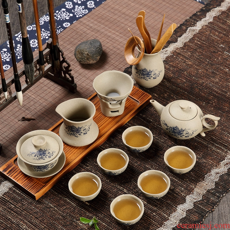 Qiu childe of household ceramic coarse pottery kung fu tea tea teapot teacup GaiWanCha dish wash tea six gentleman's suit