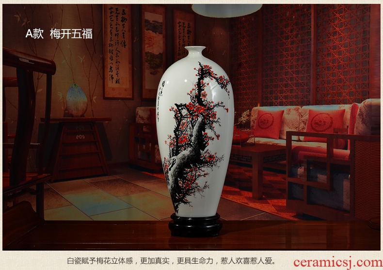 Oriental clay ceramic hand-painted vases furnishing articles new Chinese style household living room TV cabinet/MeiKaiWuFu ornament