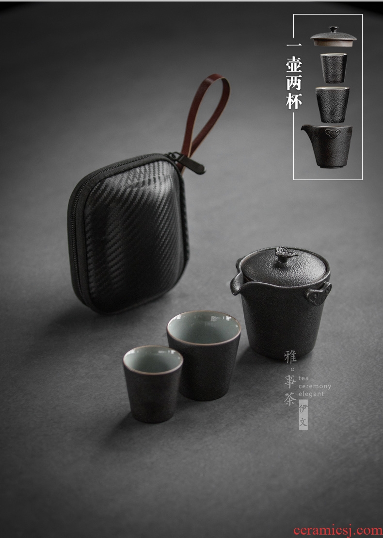 Evan ceramic cup to crack a pot of two cups of portable travel office simple ceramic teapot tea tea set