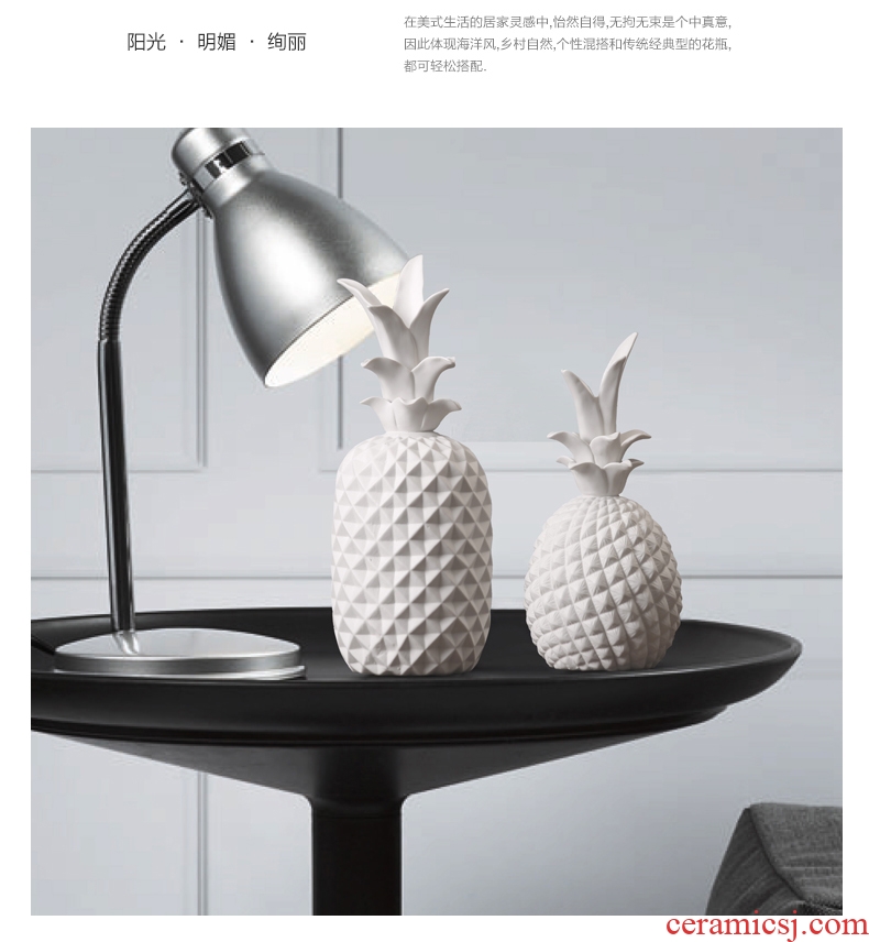 【 for 】 pineapple furnishing articles matte white ceramic soft adornment ornament adornment of contemporary and contracted sitting room wine