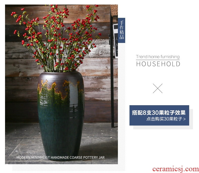 Jingdezhen ceramics China red sitting room of large vase flower arrangement home decoration of Chinese style hotel opening furnishing articles - 553102837219