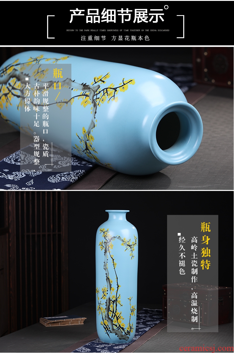 Jingdezhen ceramics green glaze landscape painting and calligraphy tube quiver scroll sitting room place, the study of large cylinder vase - 552941854157