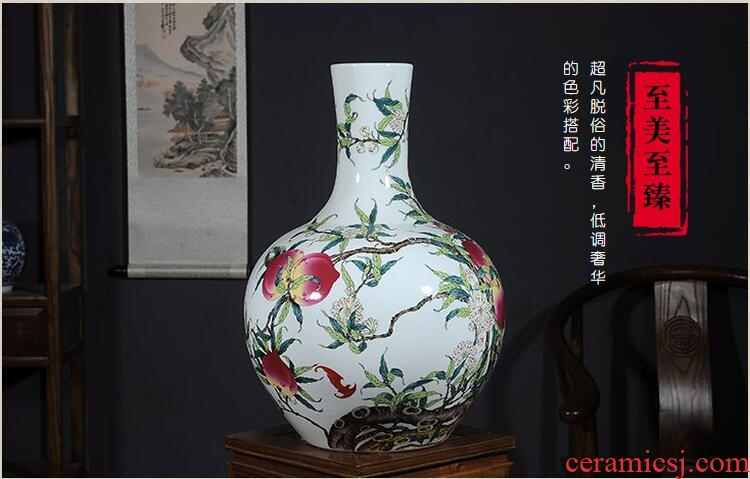 Jingdezhen ceramic small place antique blue - and - white sitting room big porcelain vase dried flower crafts rich ancient frame furnishing articles - 546748297926