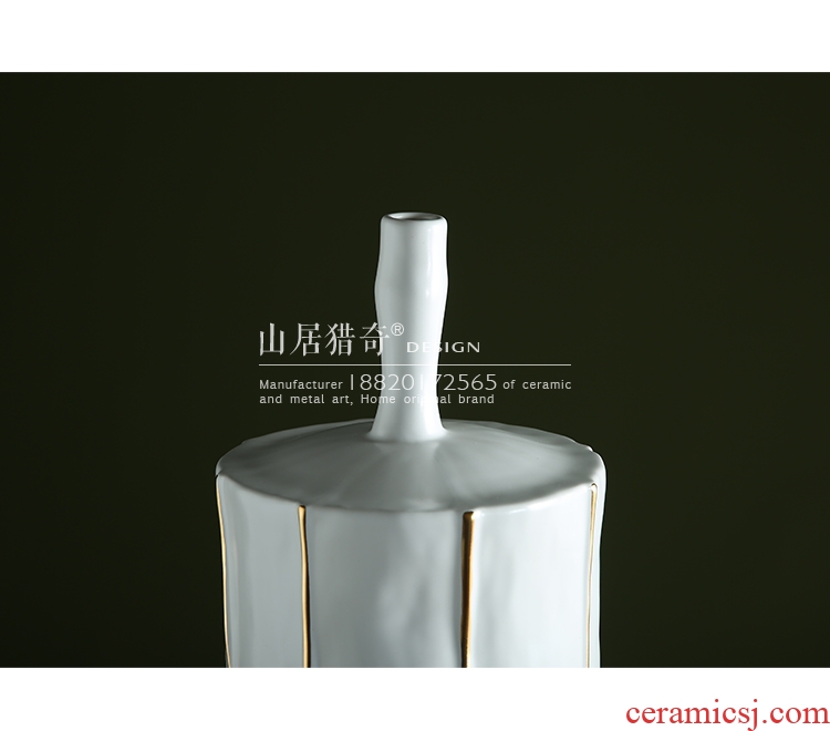 Jingdezhen ceramics beaming white vase vogue to live in high - grade gold straw handicraft furnishing articles - 569750214024