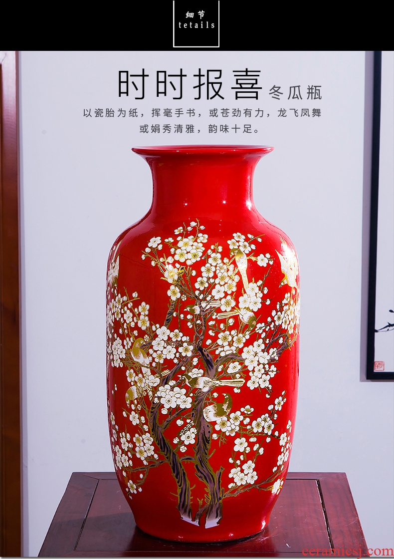 Antique hand - made paint shadow greengage bottles of jingdezhen ceramics vase peony large Angle of the sitting room what decorative furnishing articles - 565222541405