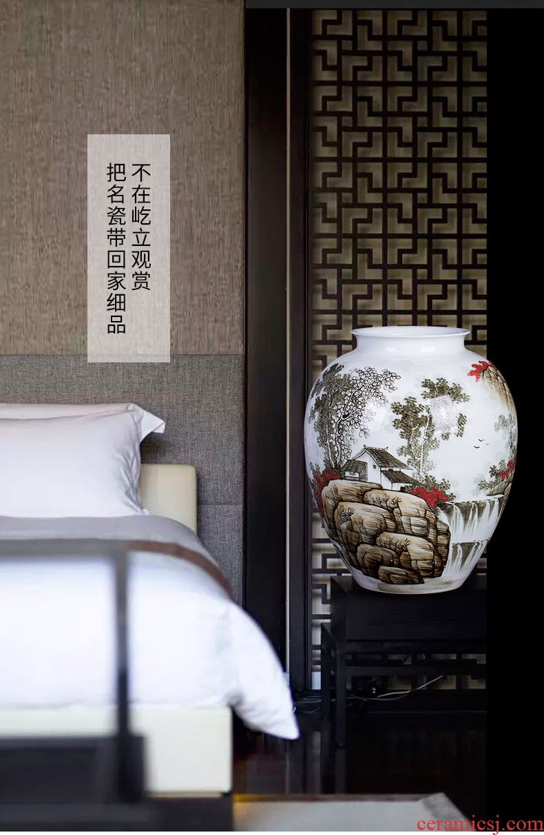 Jingdezhen ceramic vase large landing hand - made jiangnan spring quiver hotel flower arrangement sitting room adornment furnishing articles - 570044852313