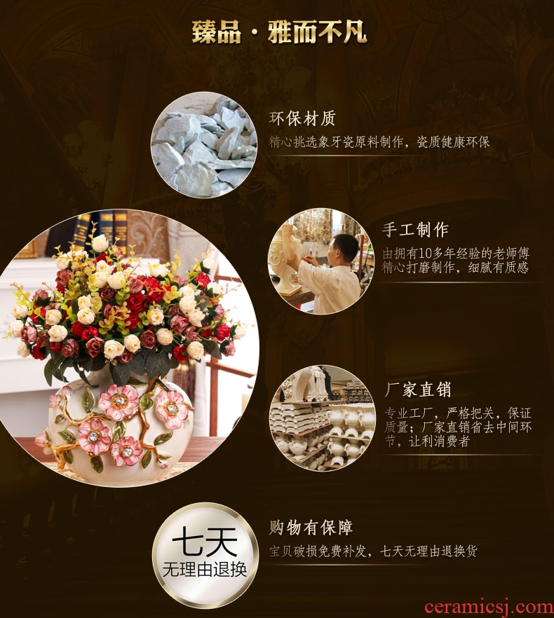 Jingdezhen ceramics famous hand - made famille rose after a large vase Chinese style living room decoration furnishing articles study - 522956370568
