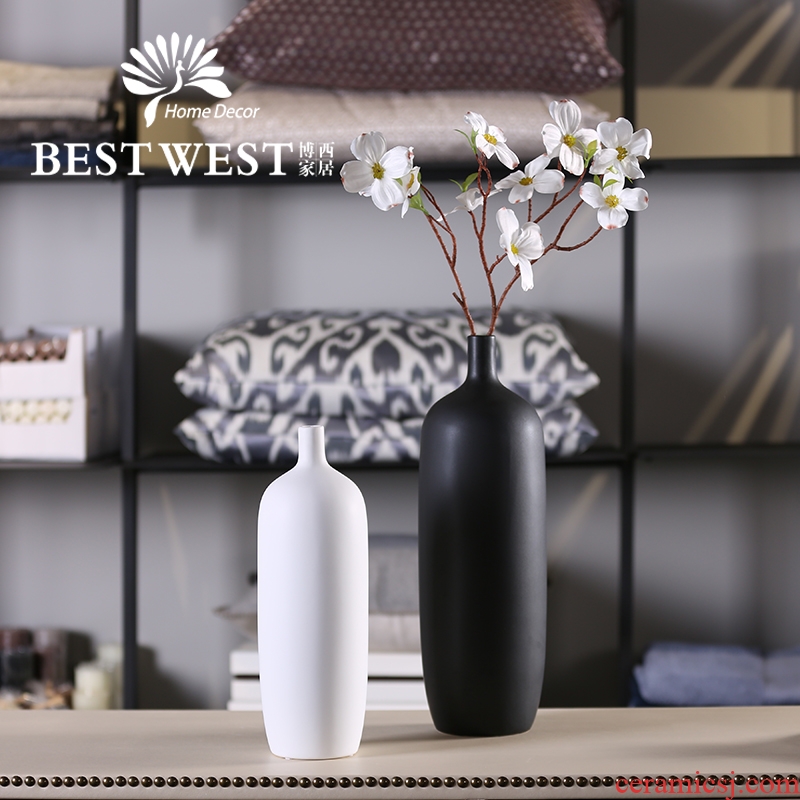 Nordic contemporary and contracted creative black and white ceramic vase hydroponic flower arranging flowers, furnishing articles sitting room home decoration