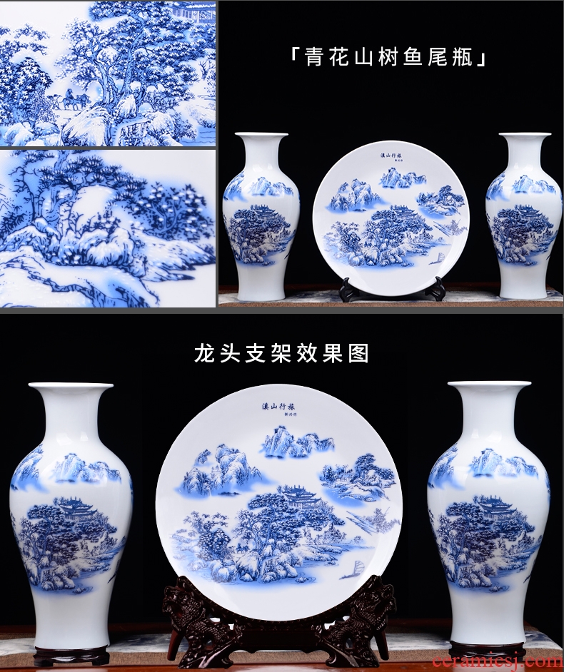 Jingdezhen blue and white porcelain vases, pottery and porcelain large hand - made songshan friends sitting room place of new Chinese style household act the role ofing is tasted - 35831091336