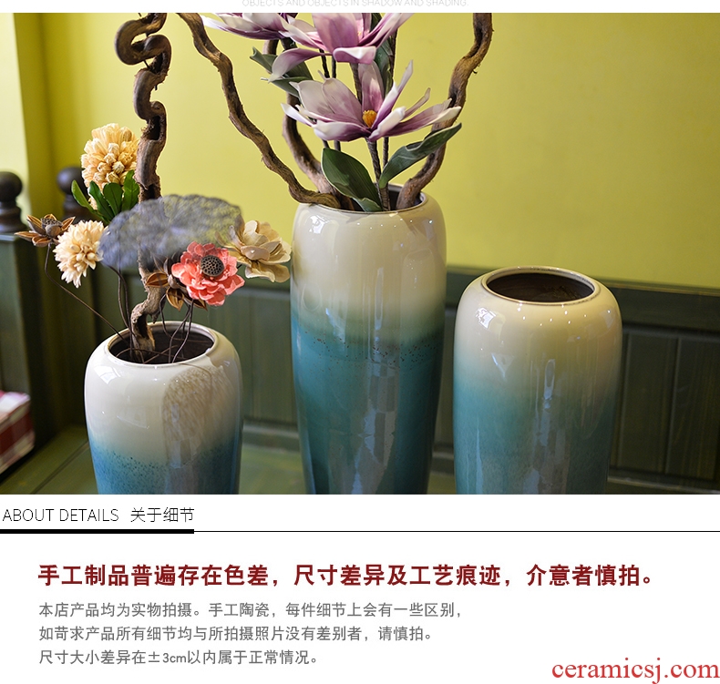Jingdezhen ceramic vase of large sitting room flower arranging furnishing articles Nordic retro nostalgia contracted flowerpot golden years - 556038081112