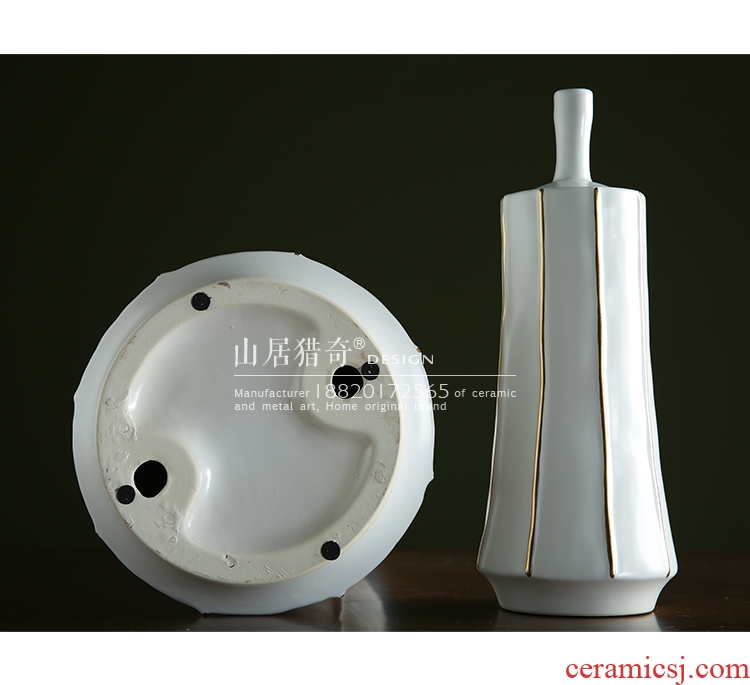 Jingdezhen ceramics beaming white vase vogue to live in high - grade gold straw handicraft furnishing articles - 569750214024