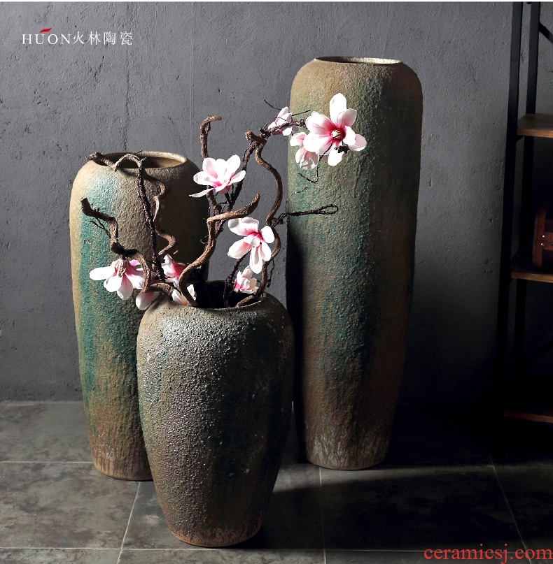 New Chinese style restoring ancient ways of jingdezhen ceramic POTS do old ceramic flower implement sitting room put dried flowers of large coarse pottery vase furnishing articles - 556562144040