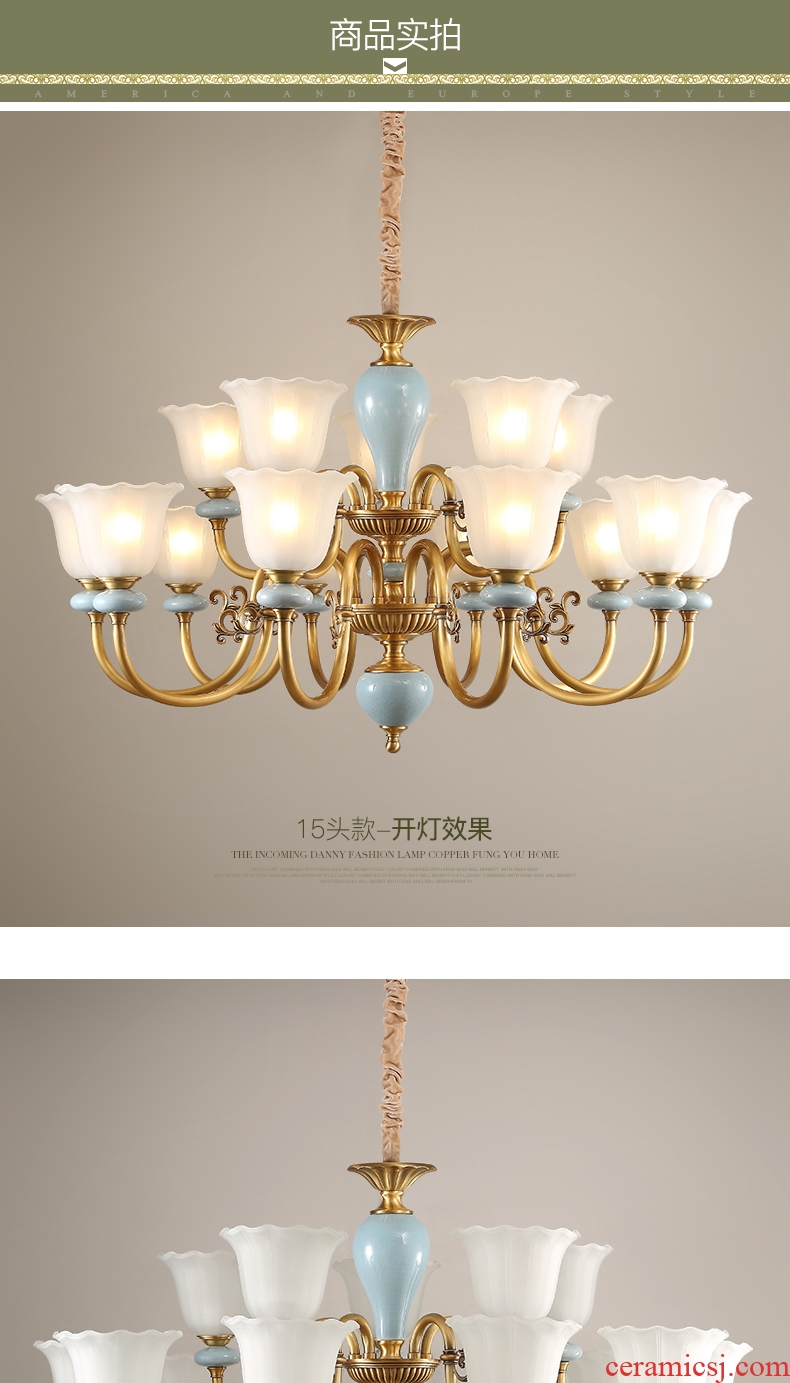 Any lift European - style full copper chandelier lamps and lanterns of the sitting room is contracted American bedroom creative move ceramic lamp hall restaurant