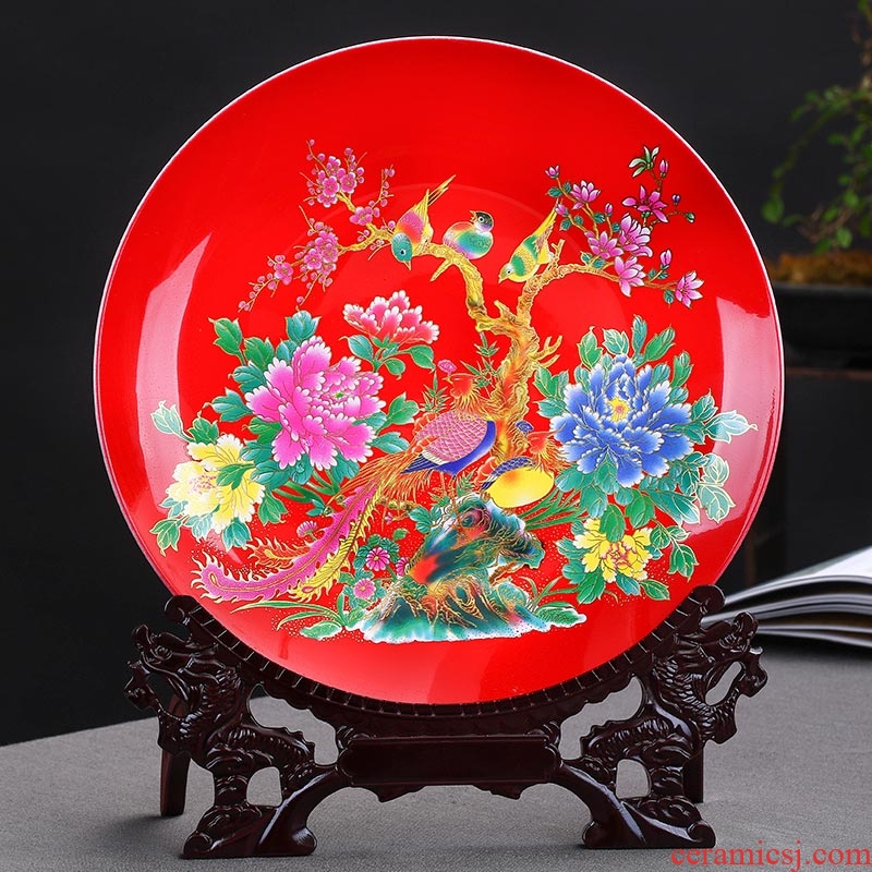 Jingdezhen ceramics painting of flowers and red three - piece vase furnishing articles of modern Chinese style sitting room adornment is placed gifts