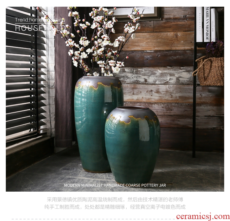Jingdezhen porcelain industry the azure glaze ceramics founds a flat belly vase Chinese modern decor collection furnishing articles - 552797721321