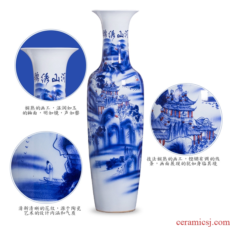 Jingdezhen ceramic shadow carving large vase furnishing articles Chinese style living room floor vase decoration hotels high - grade decoration - 570238504954
