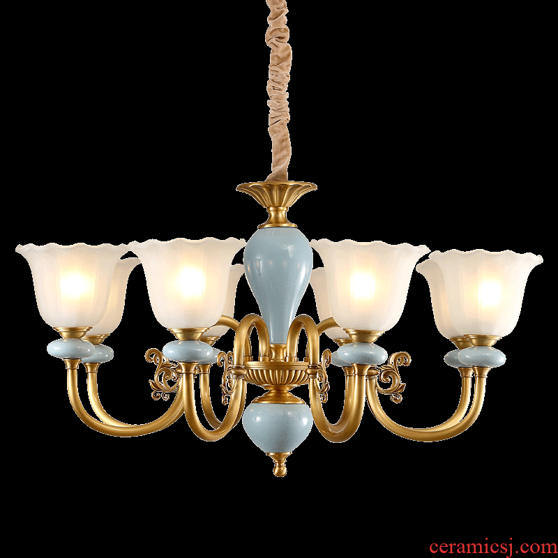 Any lift European - style full copper chandelier lamps and lanterns of the sitting room is contracted American bedroom creative move ceramic lamp hall restaurant
