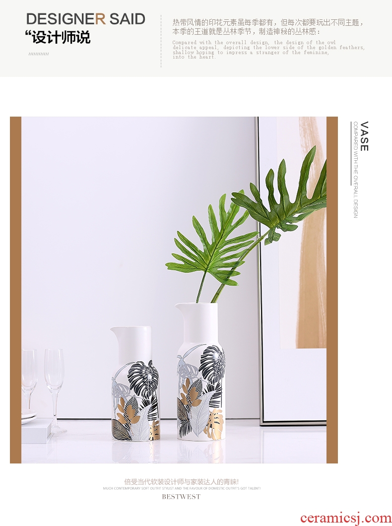 New Chinese style is contemporary and contracted toucan pattern vases, ceramic vase creative decorative furnishing articles sitting room flower arranging flowers