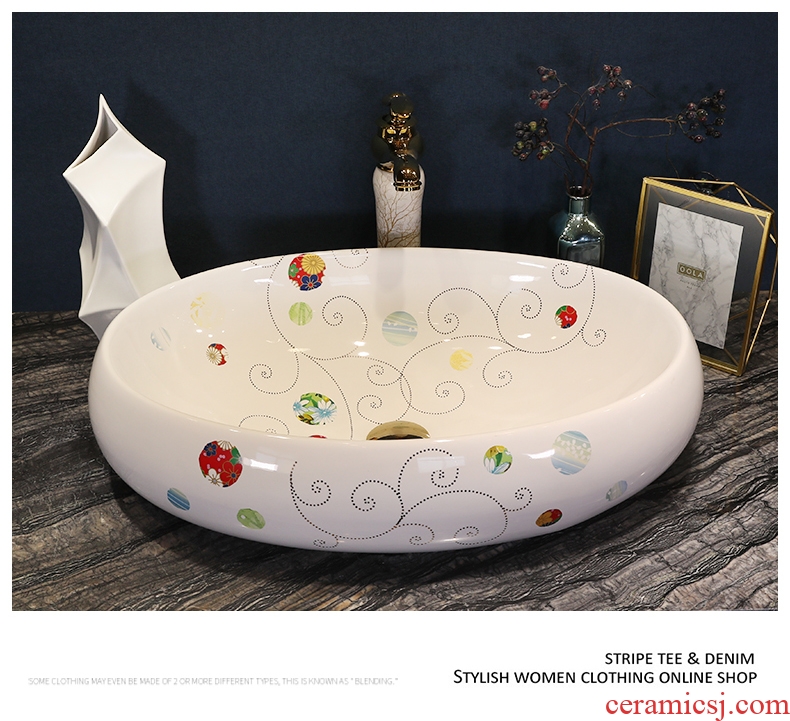 Color mercifully art stage basin of jingdezhen ceramic lavatory toilet oval basin on the sink