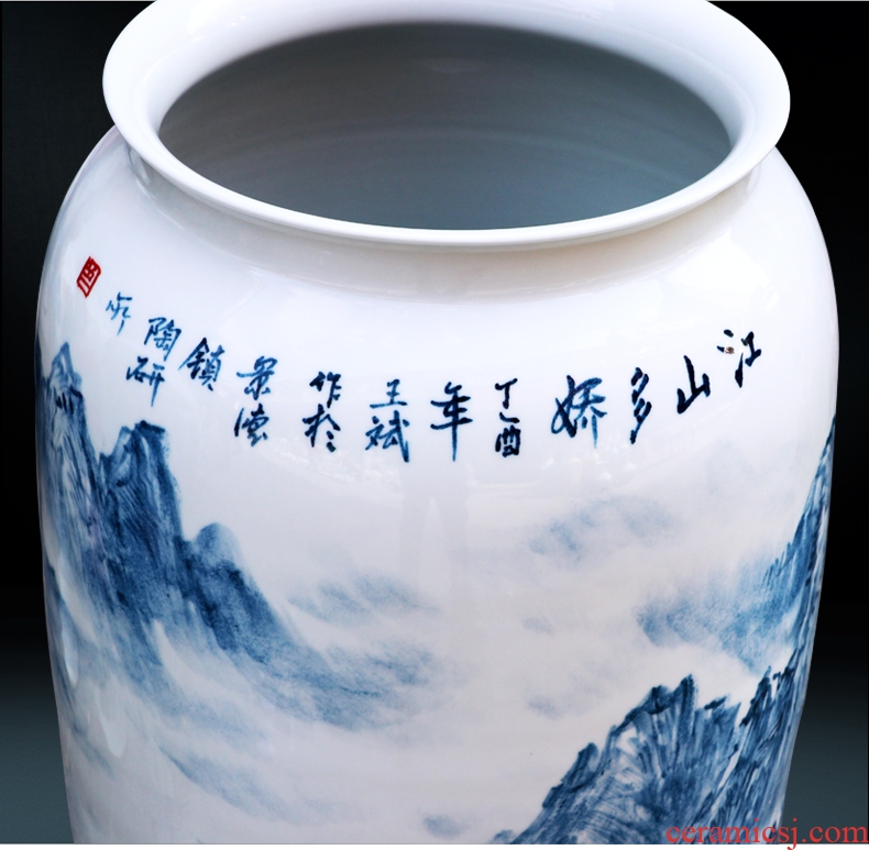 Jingdezhen ceramics of large vase furnishing articles China red flowers prosperous modern Chinese style living room decorations - 569010155934