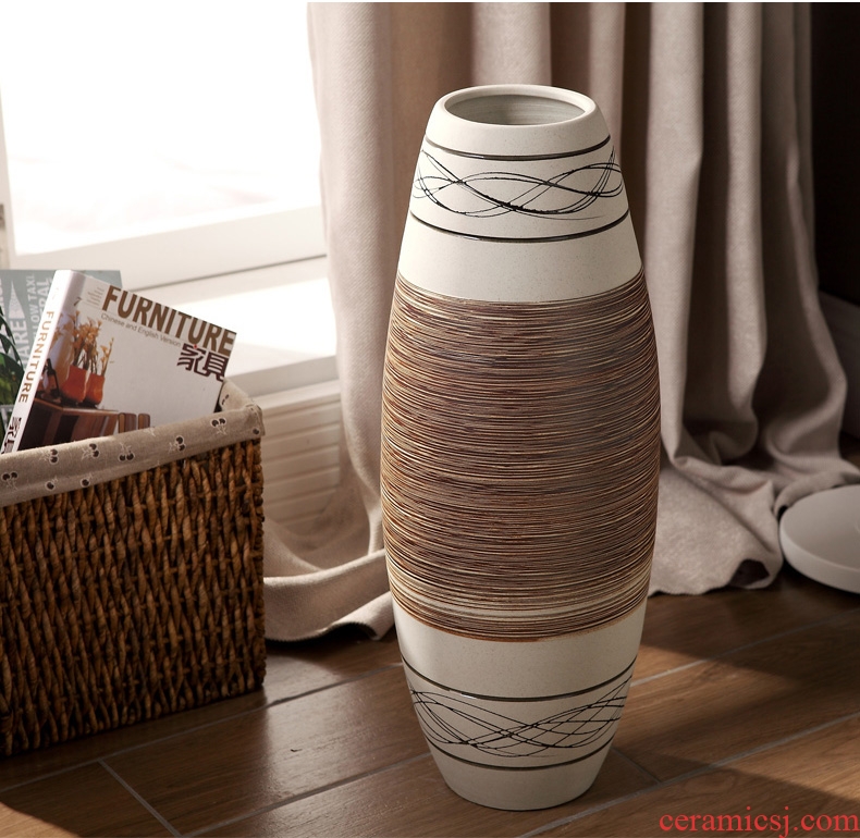 Modern Chinese style example room pottery vases, indoor and is suing water red ceramic cylinder of large ceramic vase vase - 566502503871