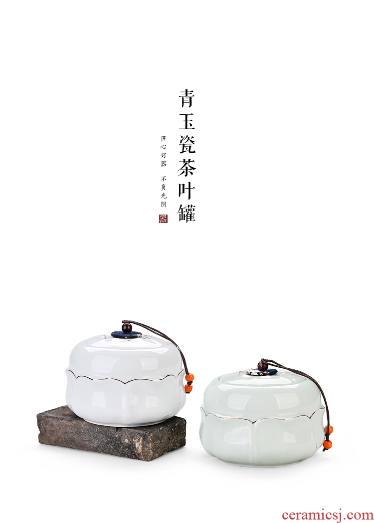 Quiet life colour caddy celadon ceramic seal storage tank ceramic large-sized half jins of puer tea pot