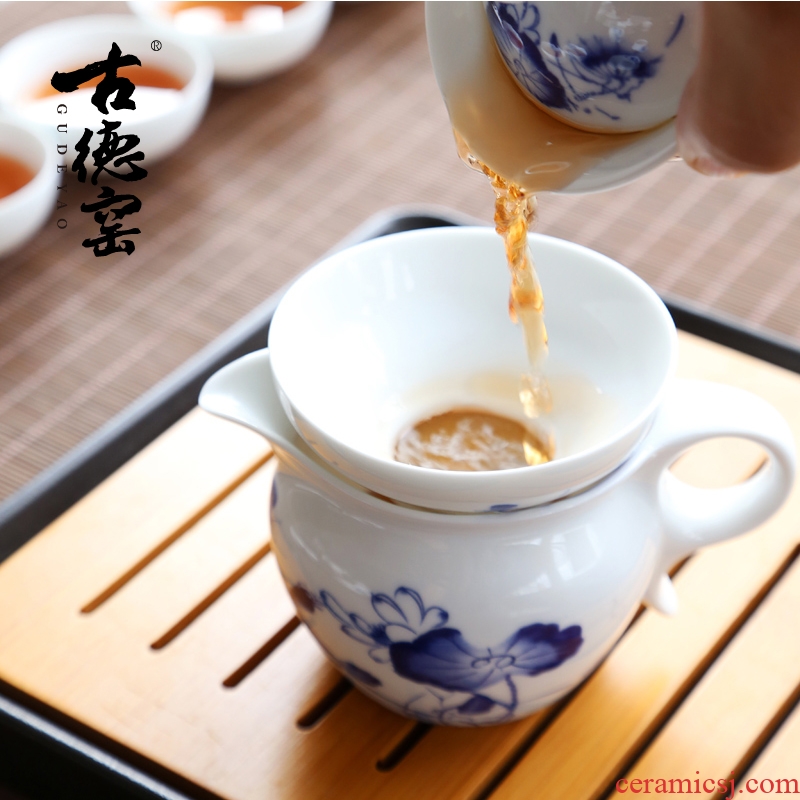 Goodall up ceramic kung fu tea tea sets) of blue and white porcelain tea filter in hot tea strainer mesh
