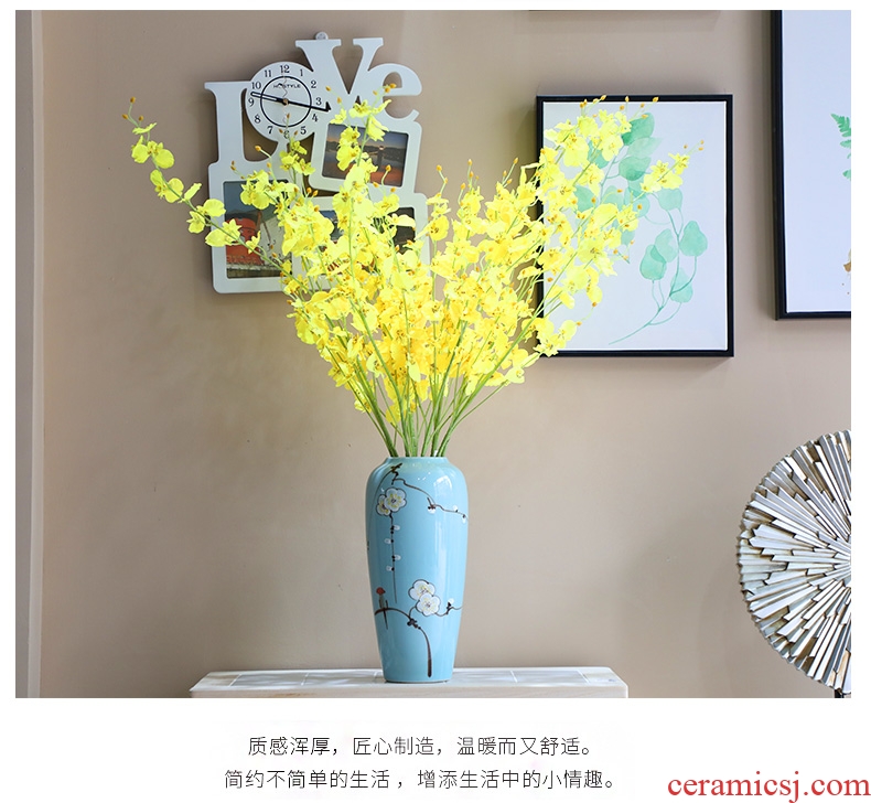 Jingdezhen hand - made powdery cyan name plum flower ceramic vases, Chinese style living room TV cabinet household adornment handicraft furnishing articles