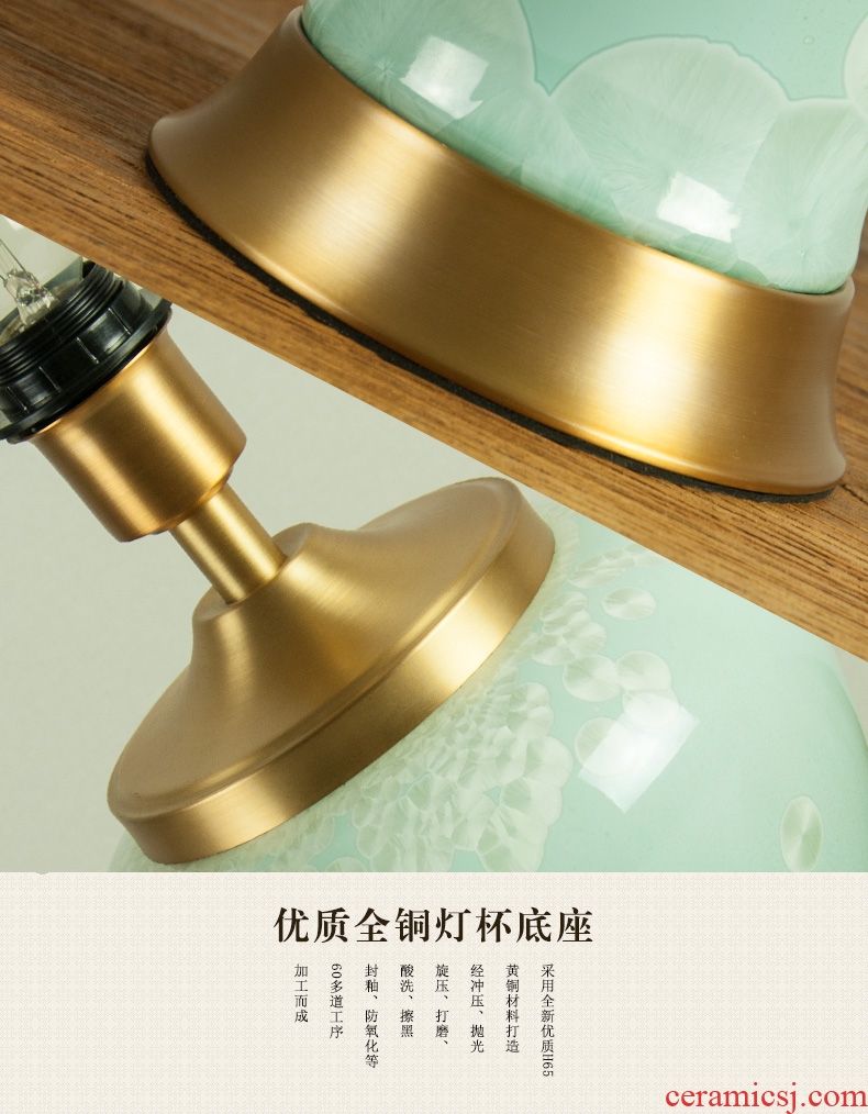 Jingdezhen ceramic desk lamp light full American cooper key-2 luxury berth lamp of I and contracted Europe type rural study sitting room adornment