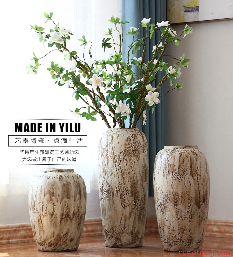 Jingdezhen ceramics bound branch lotus open piece of archaize crack glaze landing big blue and white porcelain vase furnishing articles - 555764553592
