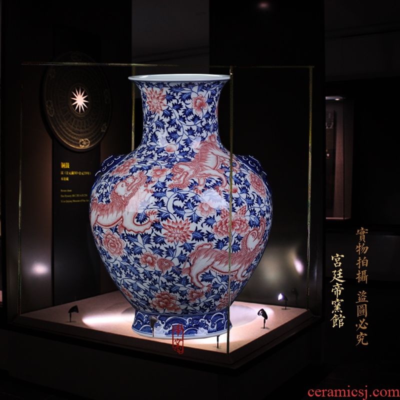 List of jingdezhen ceramics vase hand-painted antique blue-and-white youligong kirin flowers home furnishing articles