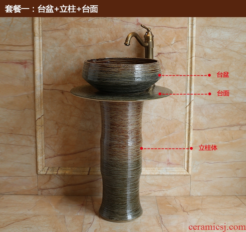 The sink basin of jingdezhen ceramic pillar indoor and is suing balcony ground integrated art basin sink The lavatory