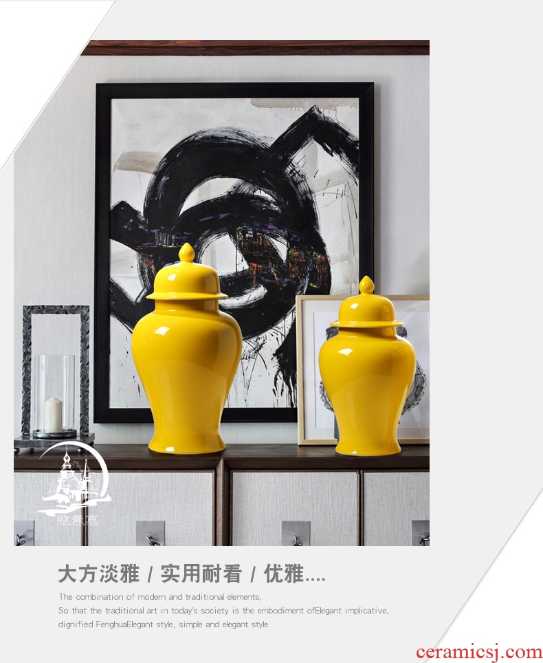 Jingdezhen modern Nordic creative contracted household act the role ofing is tasted furnishing articles sitting room be born lucky dried flowers and big vases, ceramic - 559301180464