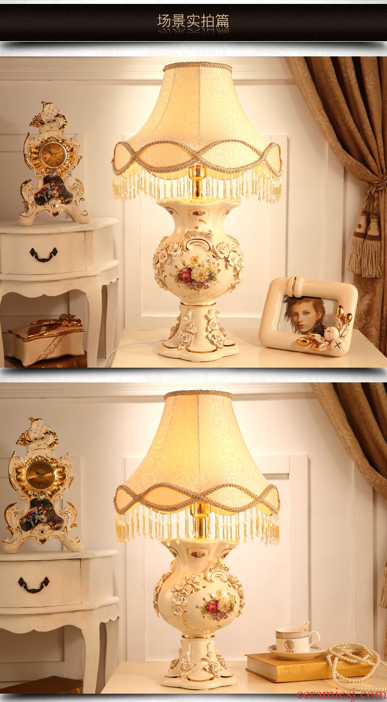Vatican Sally, European - style key-2 luxury bedroom berth lamp creative sweet retro ceramic I I the lamp lighting