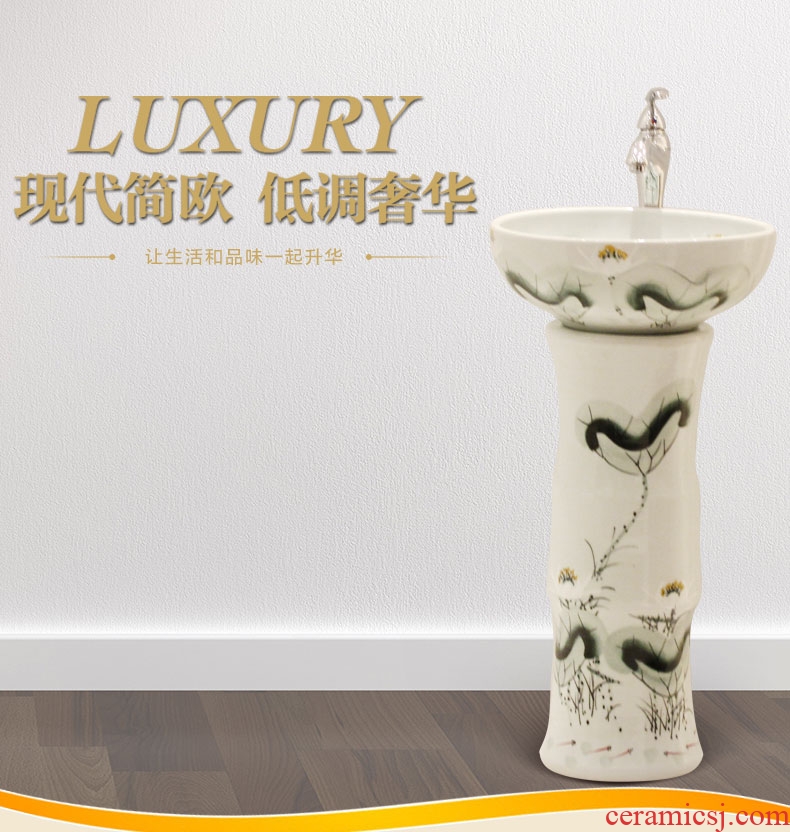 Basin of jingdezhen jingdezhen ceramic art pillar lavabo suits for one toilet water of the Basin that wash a face