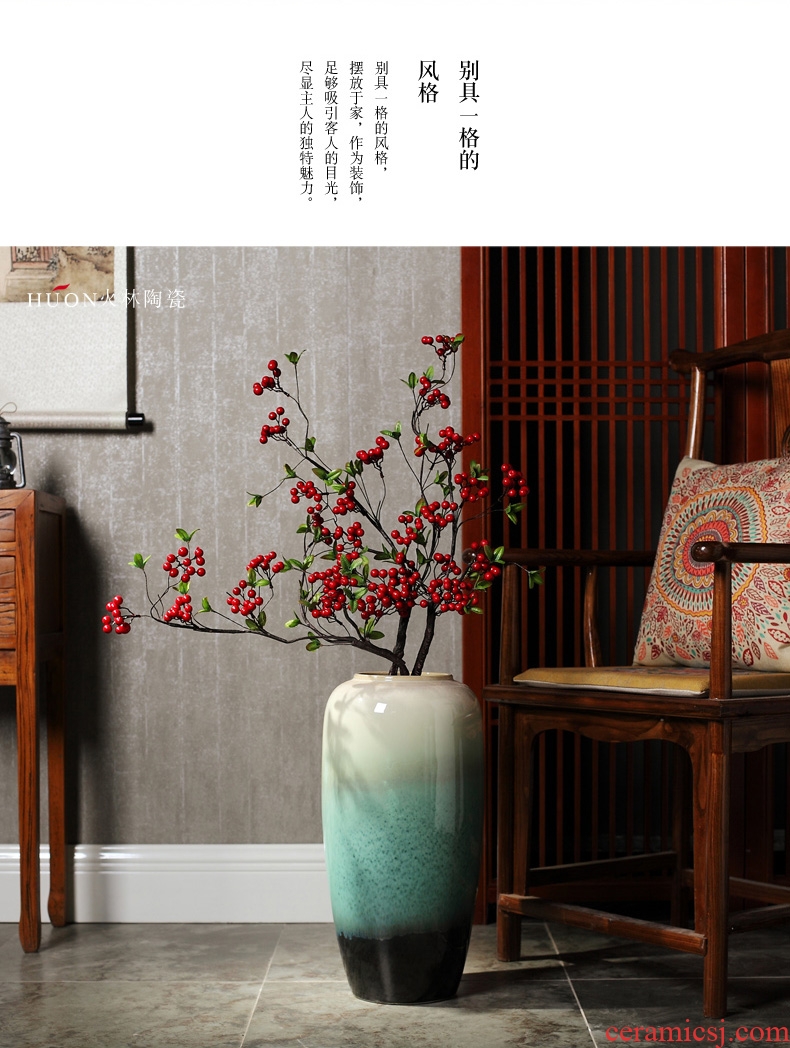 Manual ground ceramic vase black Chinese style living room hotel big TangHua furnishing articles household soft adornment restoring ancient ways - 567061199323