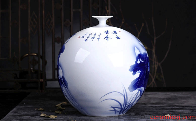 Jingdezhen ceramics China red peony vase landing place, a new Chinese style living room home decoration gifts large - 538388868369