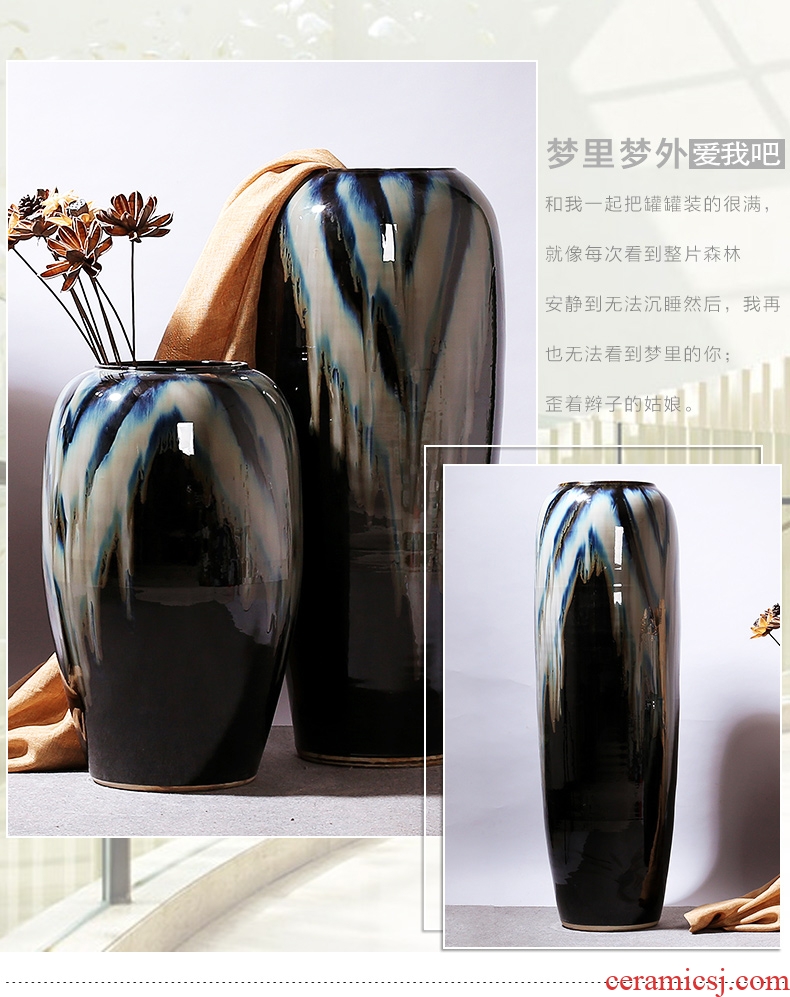 Modern European ceramic vase color glaze up landing vase sitting room hotel villa place big vase retro - 523293332633