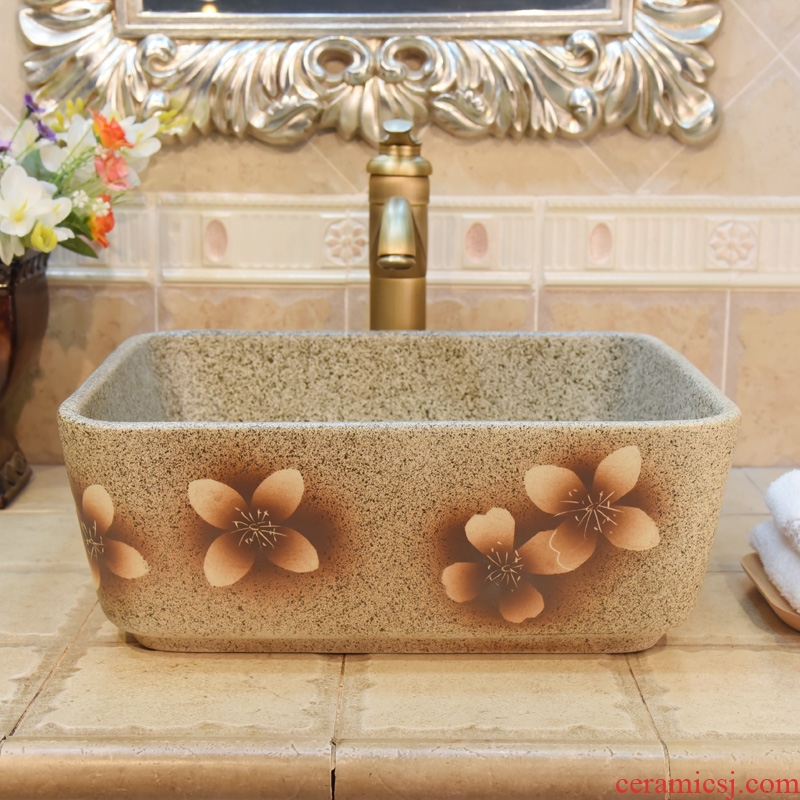 JingYuXuan jingdezhen ceramic lavatory basin sink basin square cherry blossom put art stage basin
