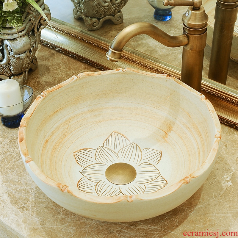 Jingdezhen ceramic stage basin circular lavatory art basin of the basin that wash a toilet lavabo antique sculpture