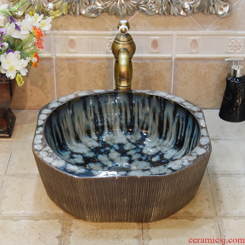 Jingdezhen ceramic lavatory basin basin sink art stage star grey black jump cut flow glaze up