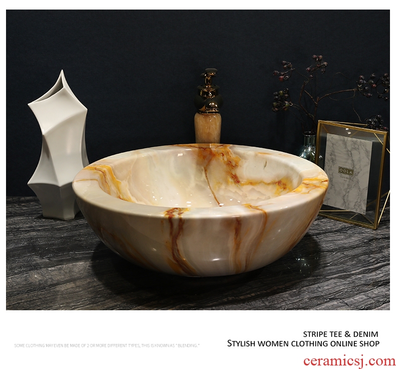 Million birds ceramic art basin stage basin bowl sink European toilet lavatory basin of marble table