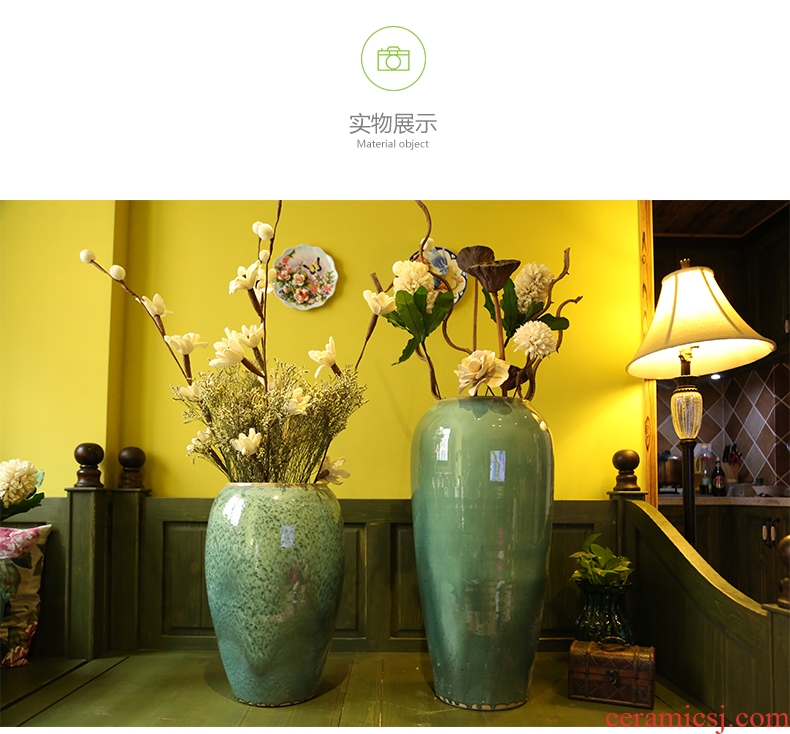 Jingdezhen ceramic vase landing large dried flower adornment is placed high Chinese I and contracted sitting room European flower arrangement - 520763486334
