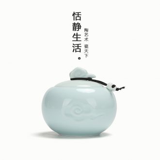 Quiet life celadon ceramic tea caddy seal pot kung fu tea barrel small storage tanks