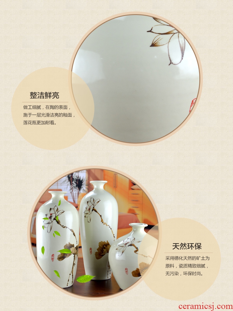 Oriental soil of new Chinese style ceramic vase furnishing articles furnishing articles TV ark, three - piece suit the sitting room porch partition lotus bottle