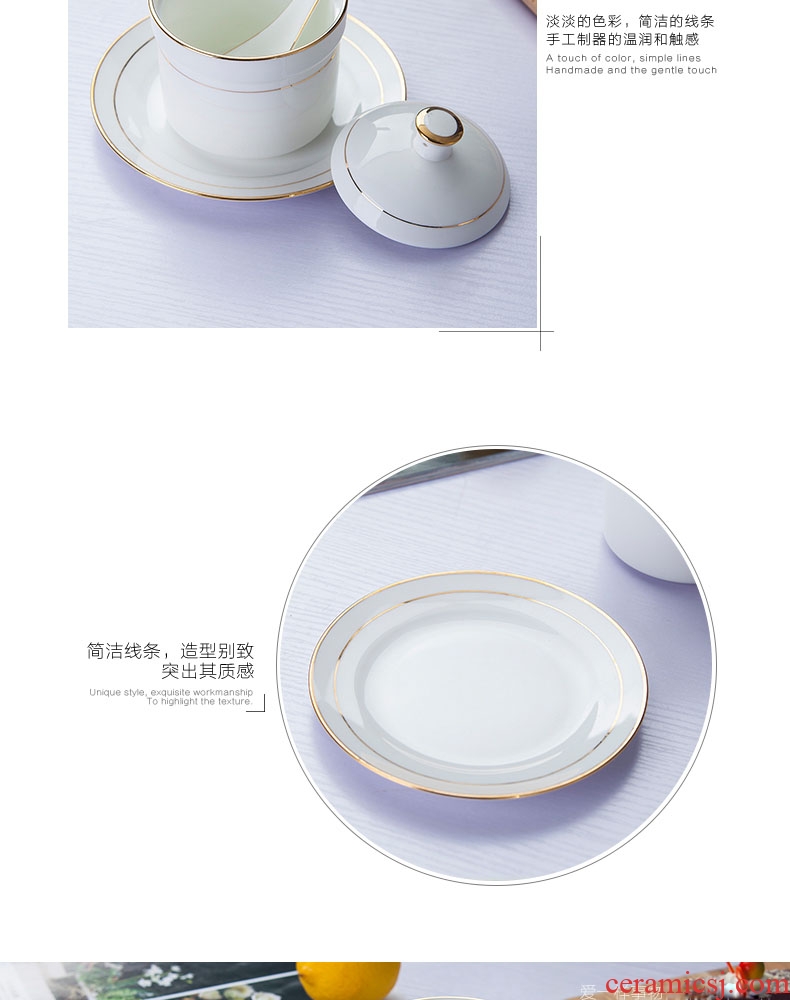 Jingdezhen porcelain ipads soup bowl with cover of pottery and porcelain pot stew water dish seasoning as cans bird 's nest soup pot stew forest frog stew cup